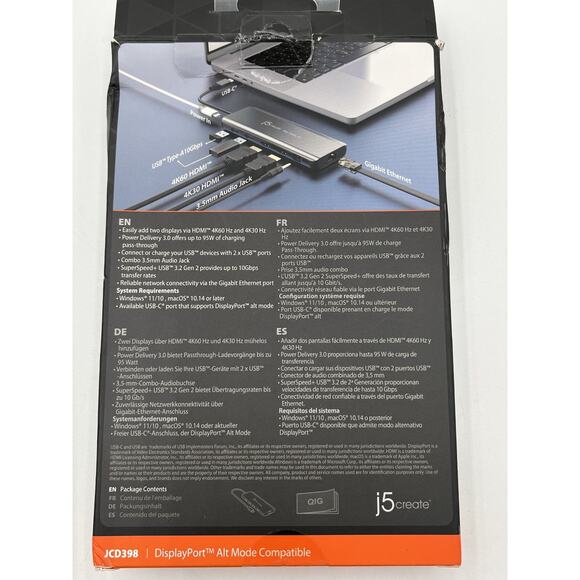 j5create USB-C Dual 4k HDMI 10Gbps Mini Dock (JCD398) - Picture 8 of 10